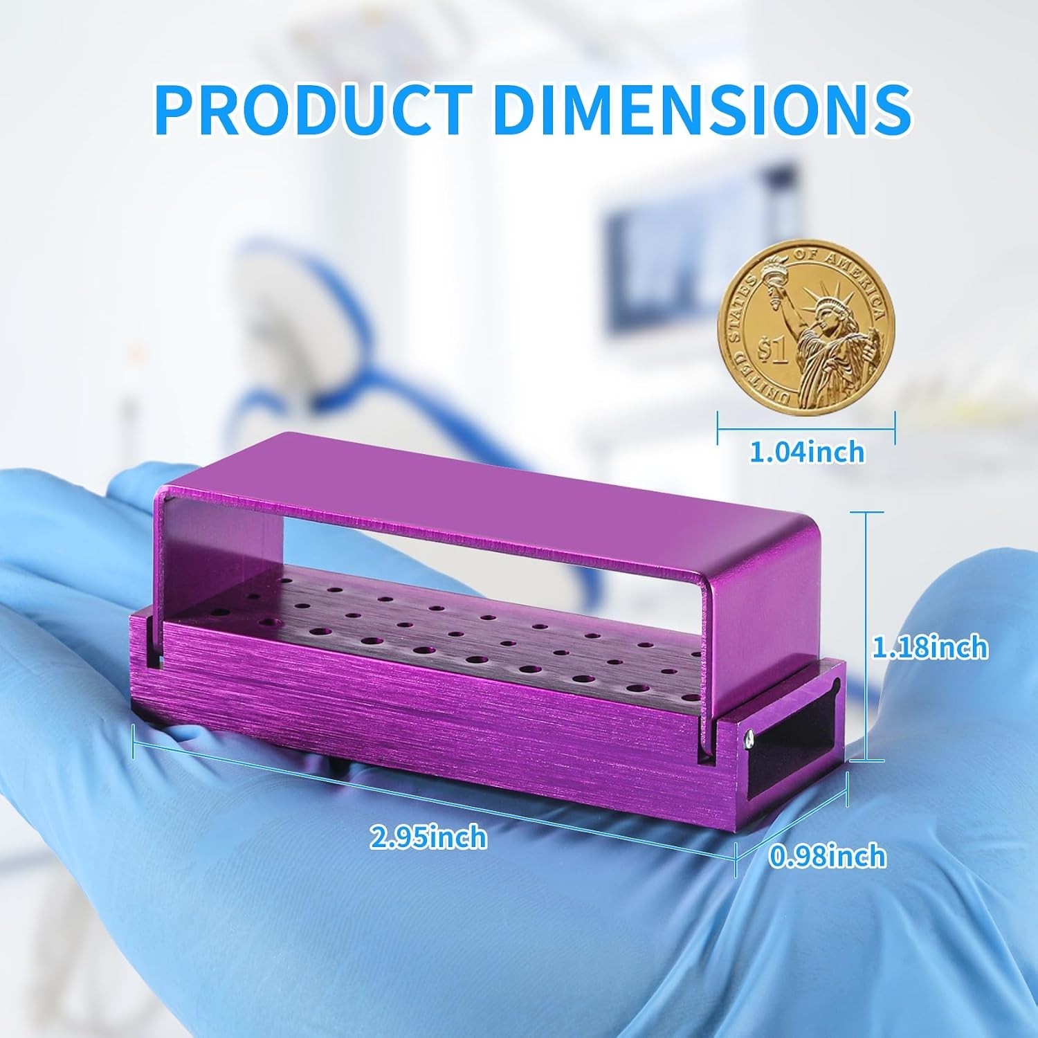 High-Temperature Resistant Dental Bur Block with Flip-Top Cover in Elegant Blue