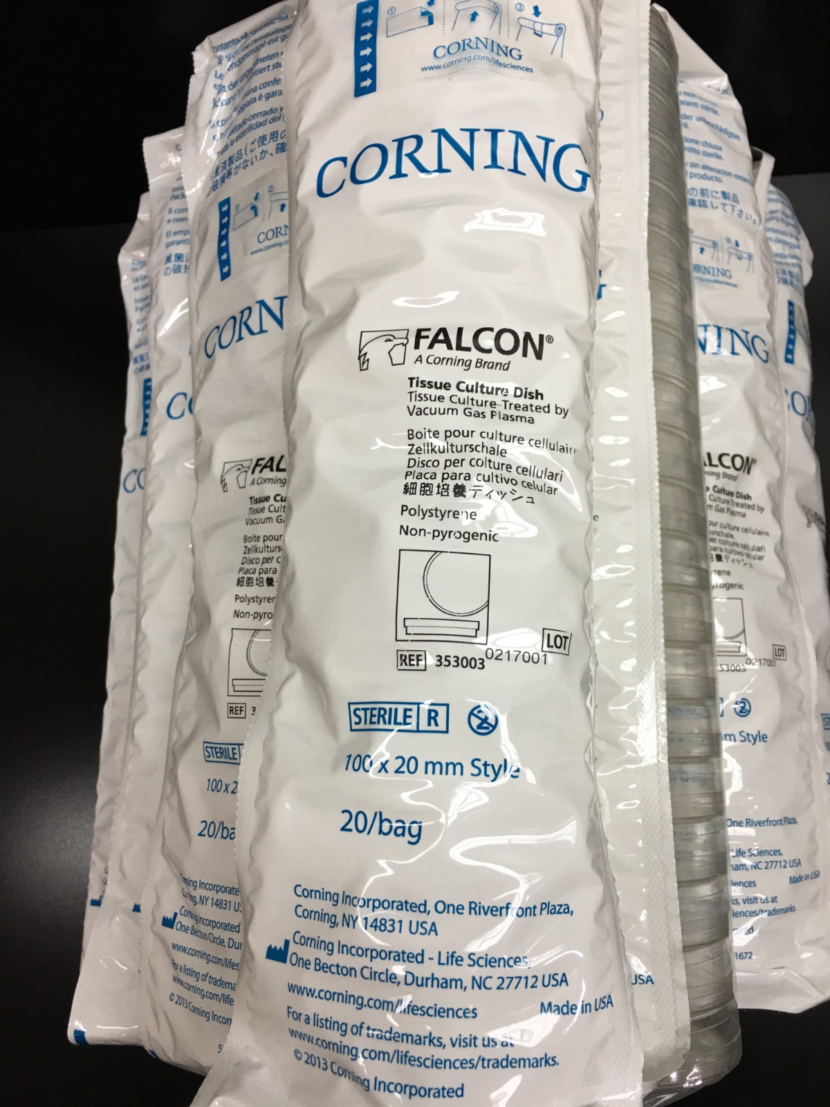 Corning Falcon REF 353003 Cell Culture Dish TC-Treated 100 x 20mm Lot 10 PKS