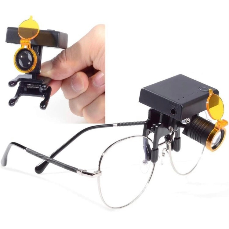Cordless 5W LED Lite Headlight with Dental Resin Cover Glasses Clip Rechargable