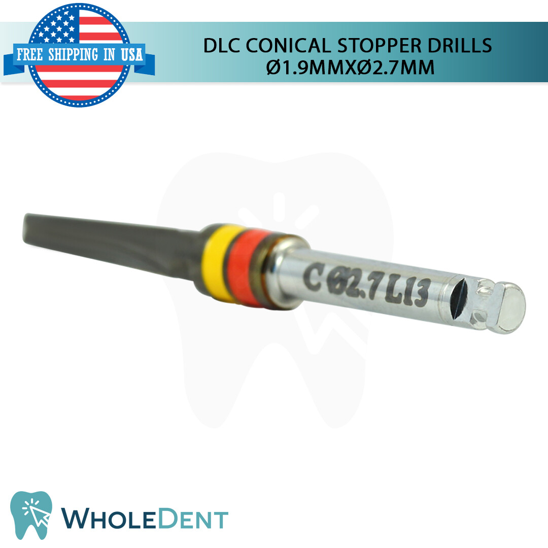 DLC Conical Integral Stopper Drill Ø1.9XØ2.7 Dental Im plant Tool Instrument
