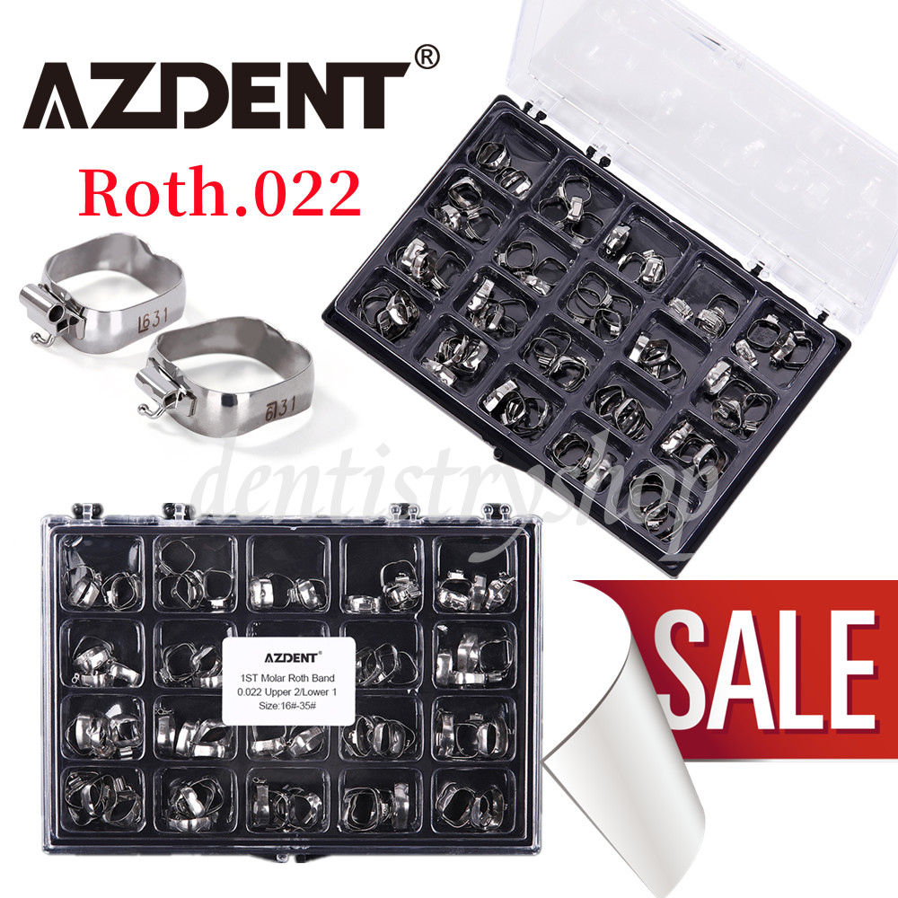80Pcs AZDENT Dental Orthodontic 16#-35 Bands with Buccal Tube 1st Molar Roth.022
