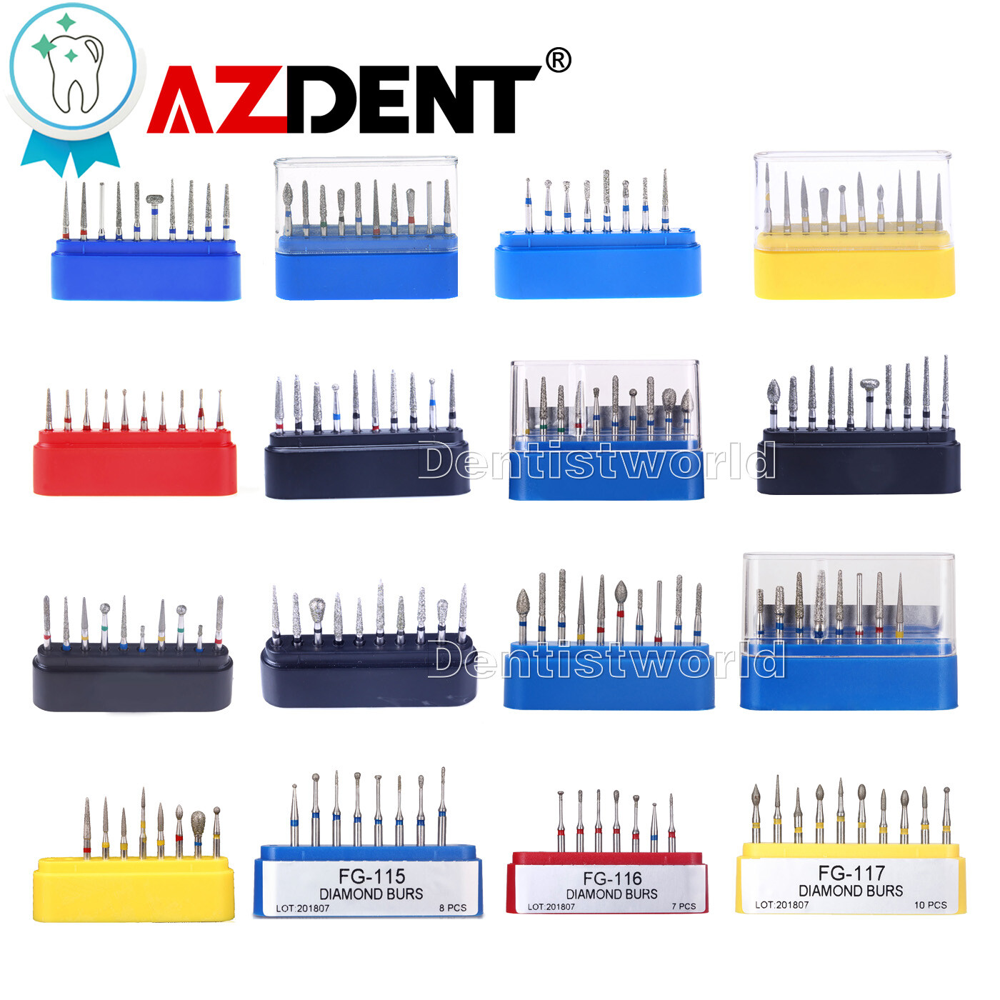 AZDENT Dental FG Diamond Burs Fit High Speed Handpiece Composite Polishing