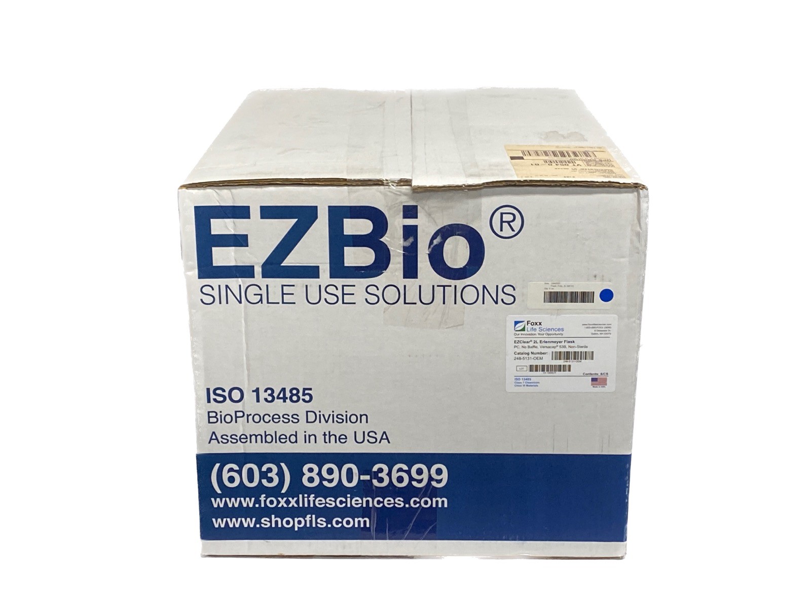(6/Cs) FOXX EZClear 2L PC Erlenmeyer Flasks w/ 53B Versacap 248-5131-OEM
