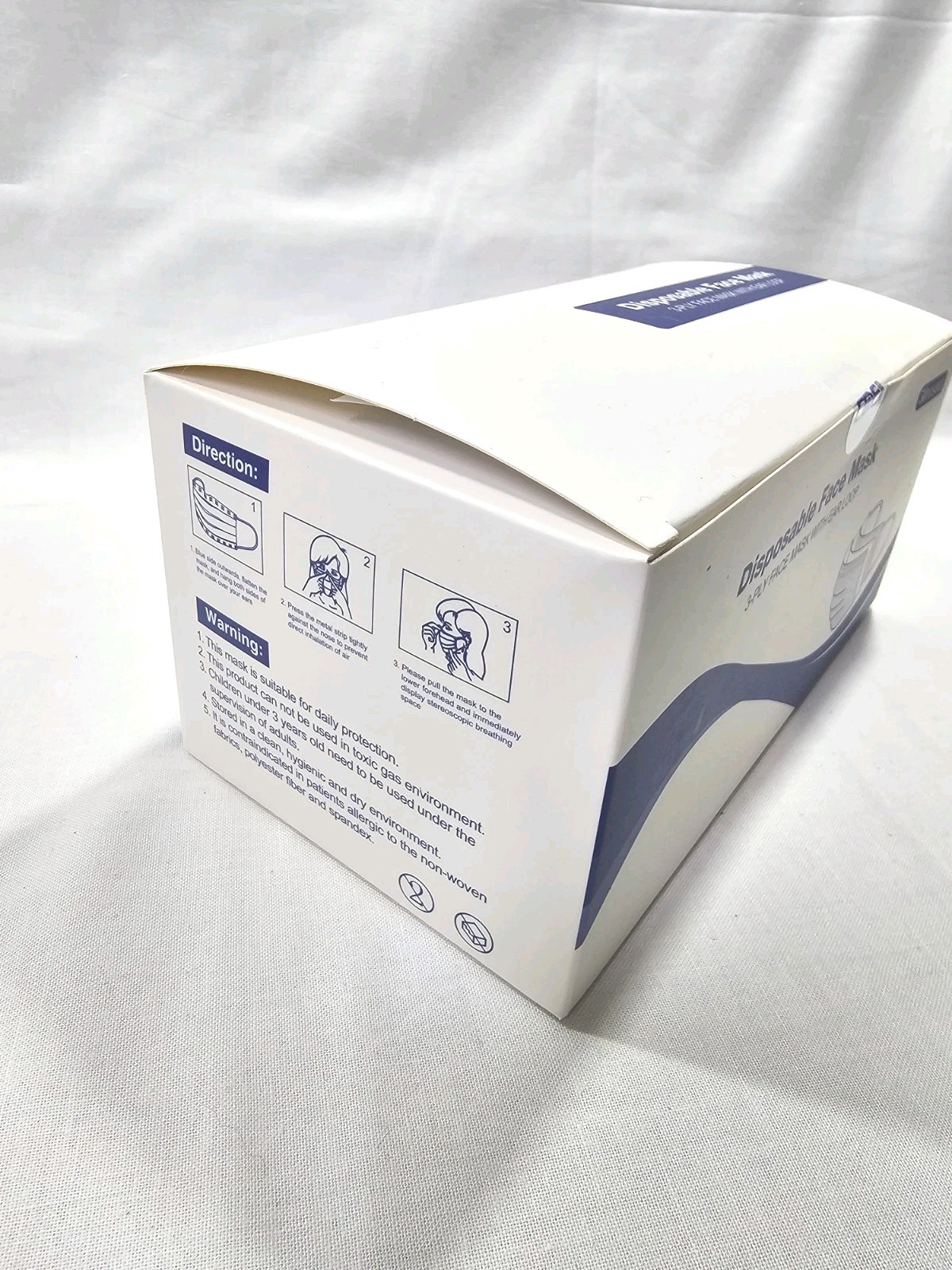 50 PCS Disposable Face Mask Adult Covers Non-Medical 3 Ply Ear Loop Mouth Cover