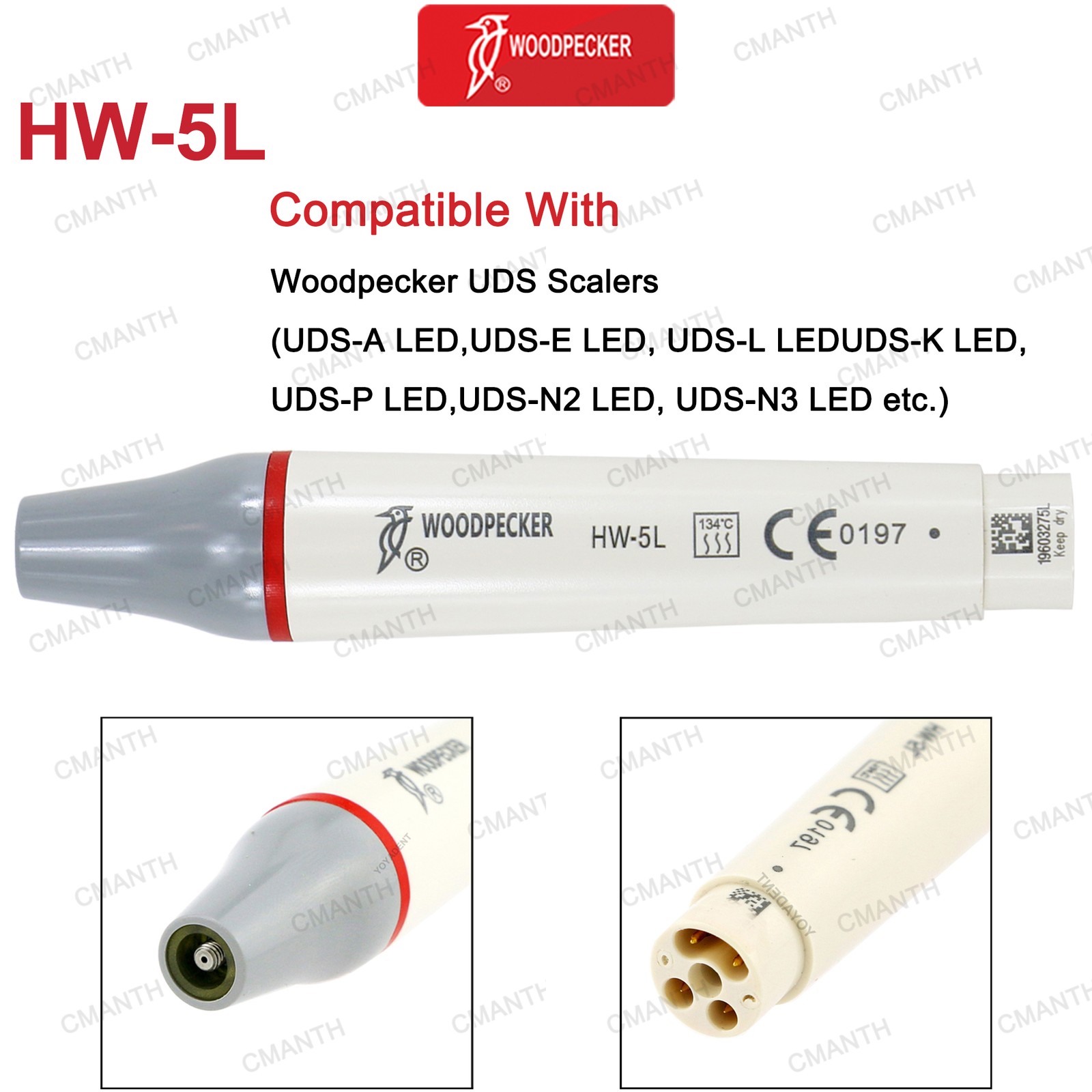 Woodpecker DTE Ultrasonic Scaler Handpiece Dental Piezo Tips Fit EMS NSK SATELEC