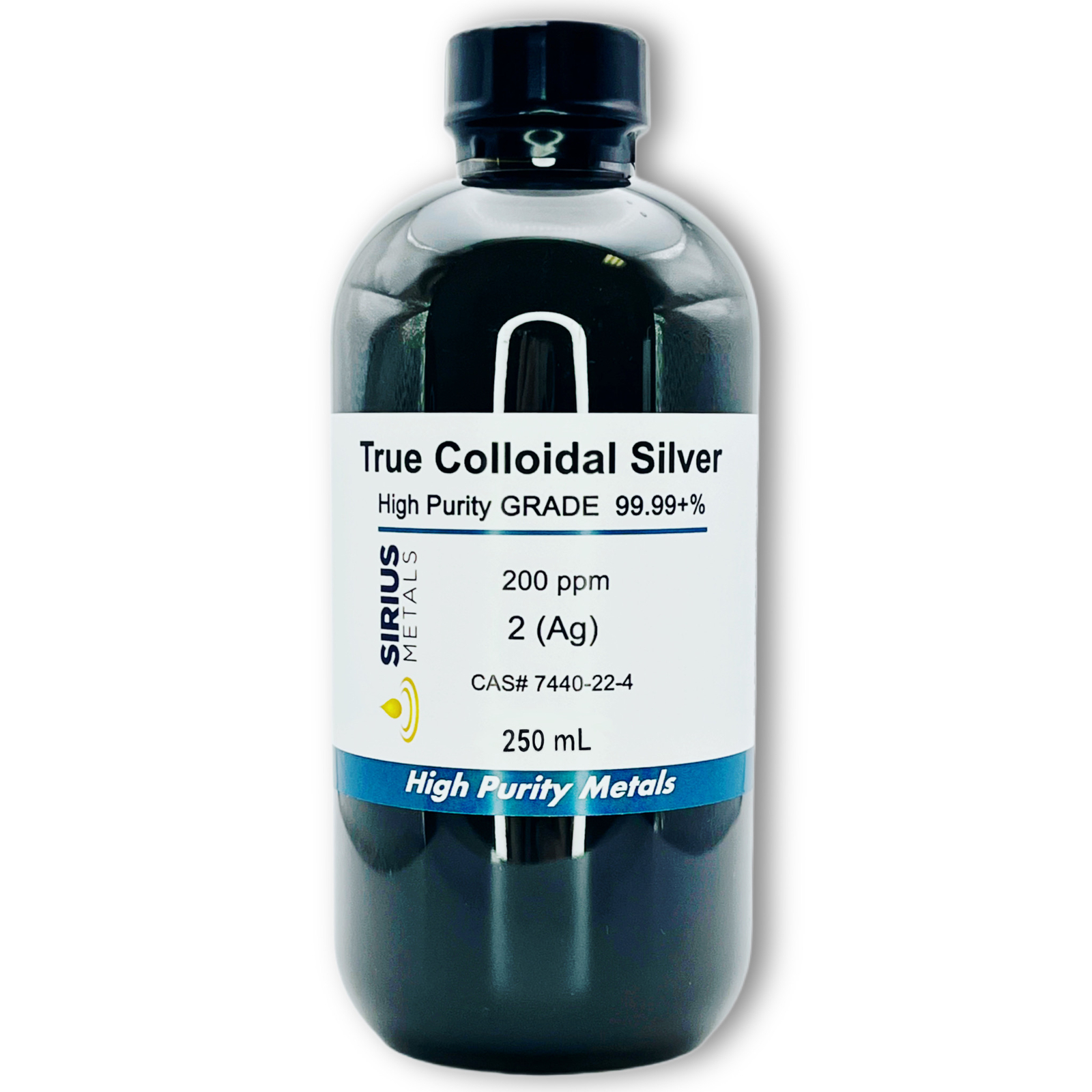 True Colloidal Silver NanoParticles (AgNPs): 200 ppm – 250 mL in Plastic
