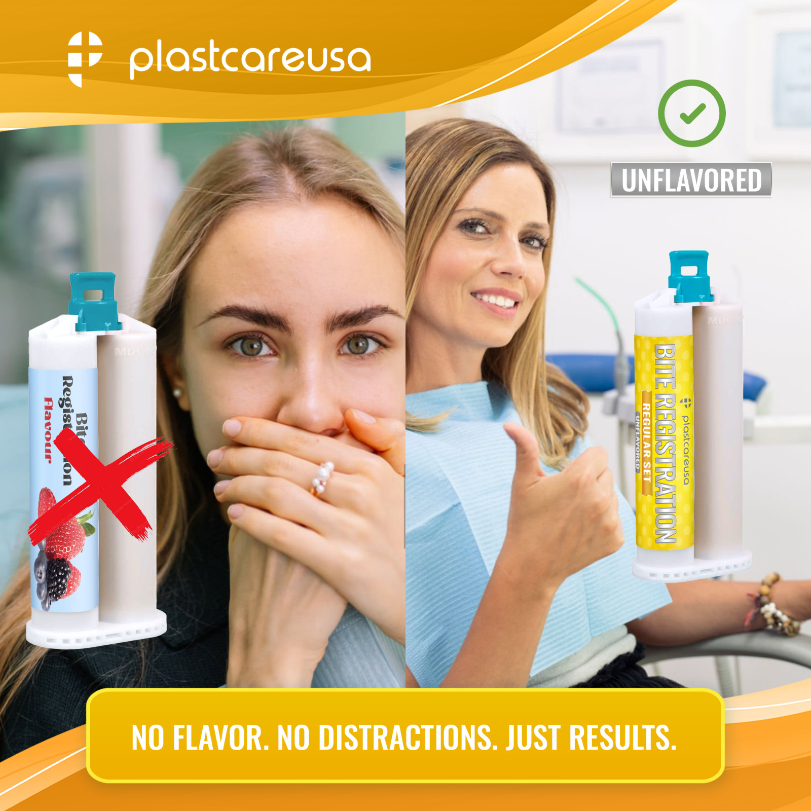 20 Bulk FAST Set Bite Registration Material, Unflavored, 50ml Dental Cartridges