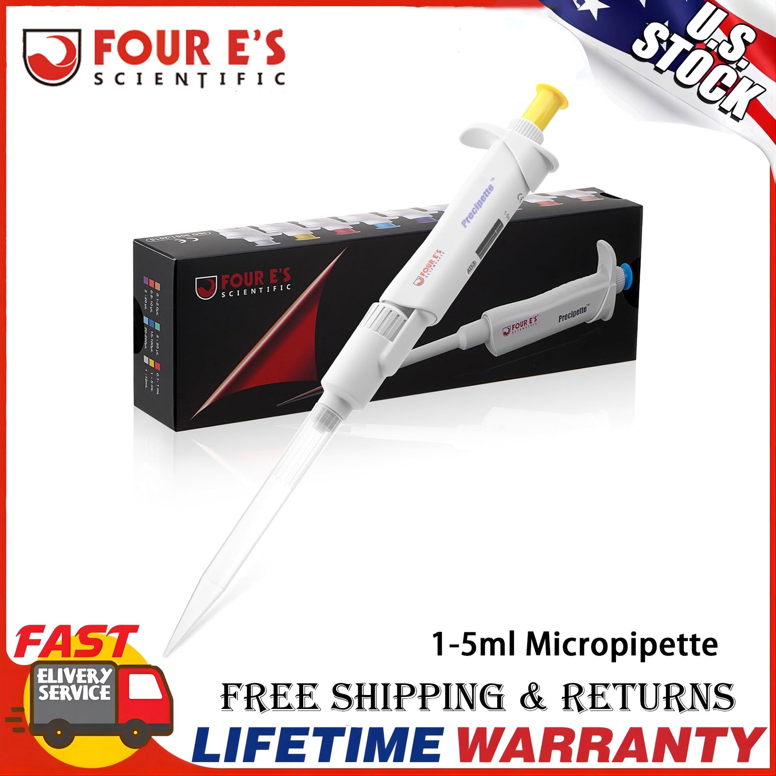 1-5ml Micropipette Adjustable Manual Lab Pipette Single Channel Pipettor New