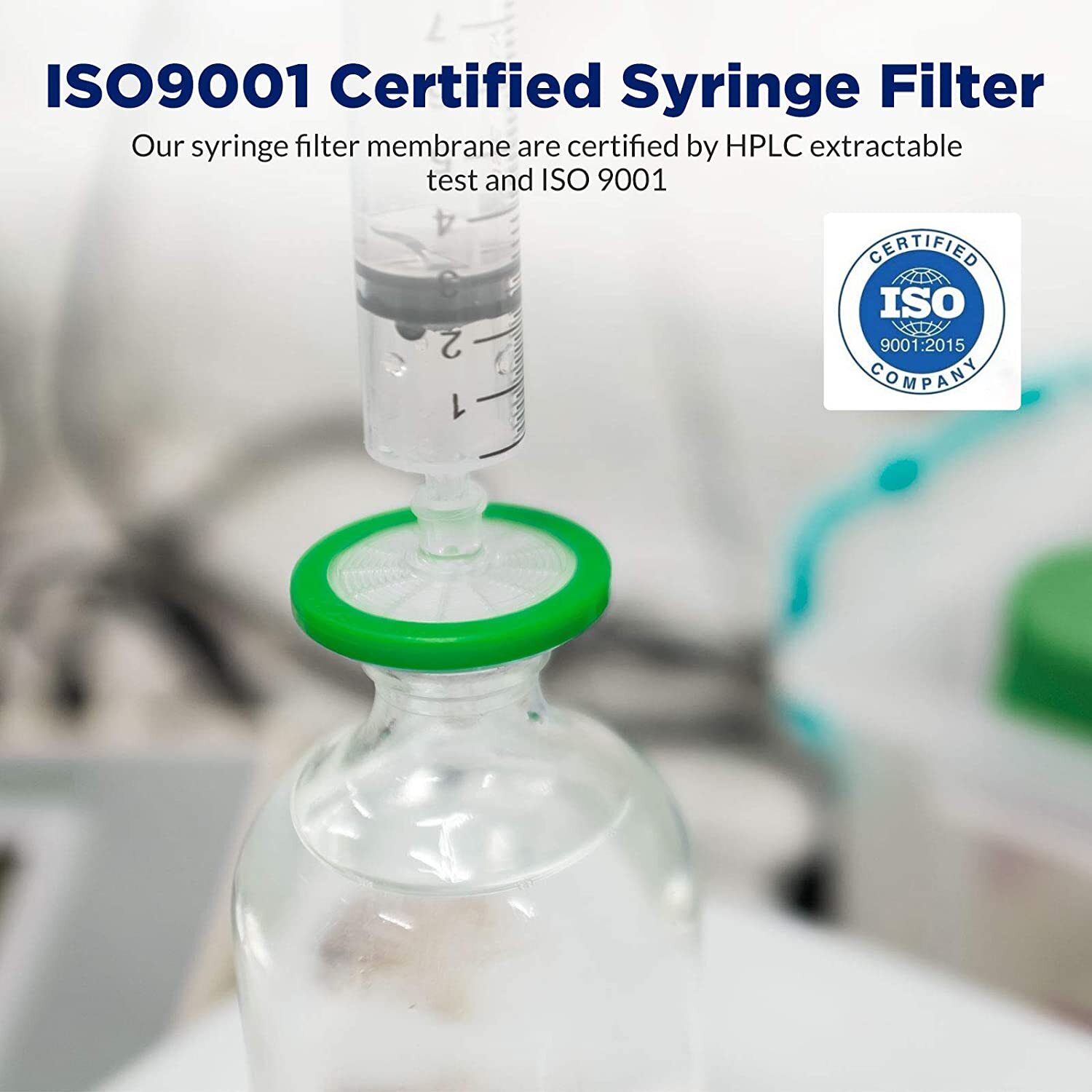 100PCS PES Membrane Syringe Filter 0.22μm/33mm Sterile Individually Hydrophilic