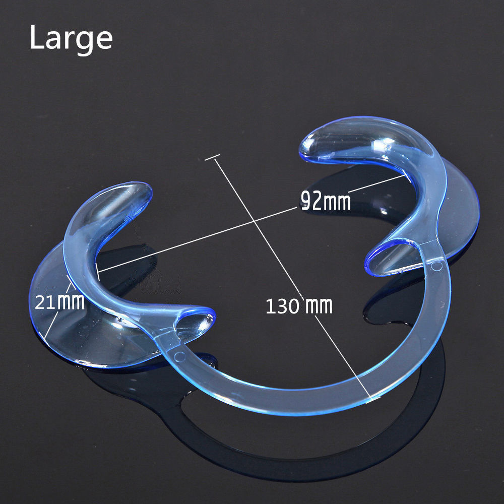 10 Pc Dental Teeth Whitening Cheek Retractor Transparent Blue C-Shape 3 Size Opt