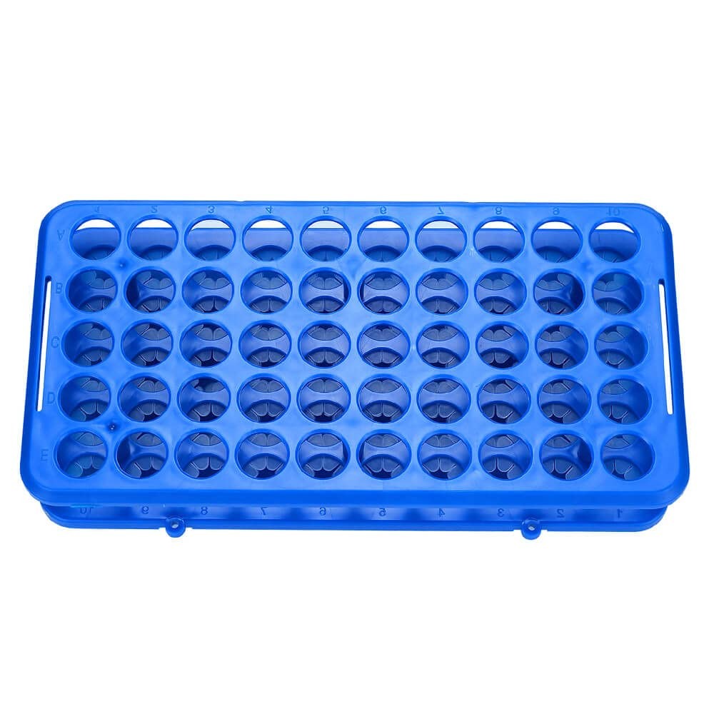 BKMAMLAB Plastic Test Tube Holder Rack for 5ml/10ml/15ml Tubes, Blue 1pcs