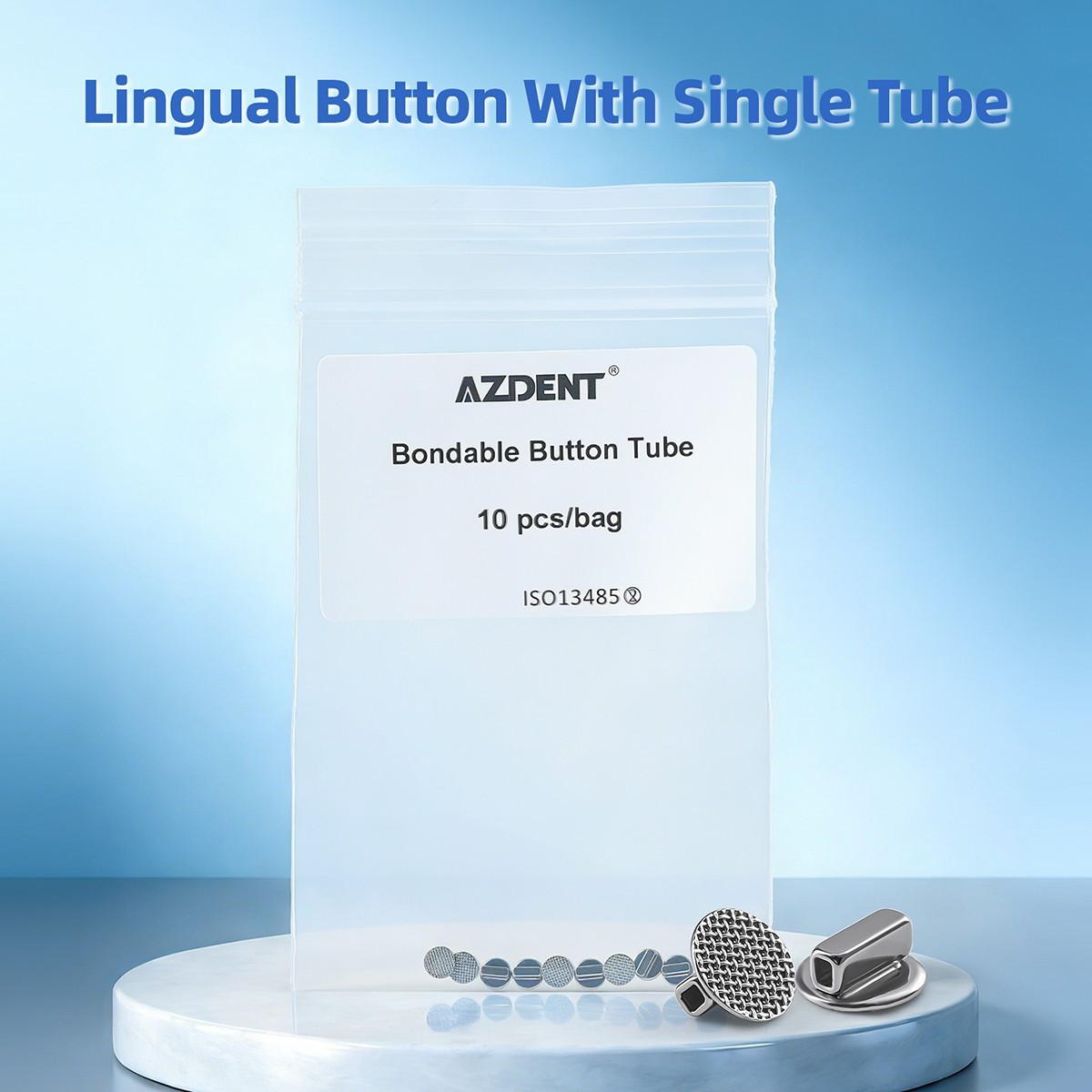 Dental Orthodontic Bondable Lingual Buttons With Single Tube Round Mesh Base