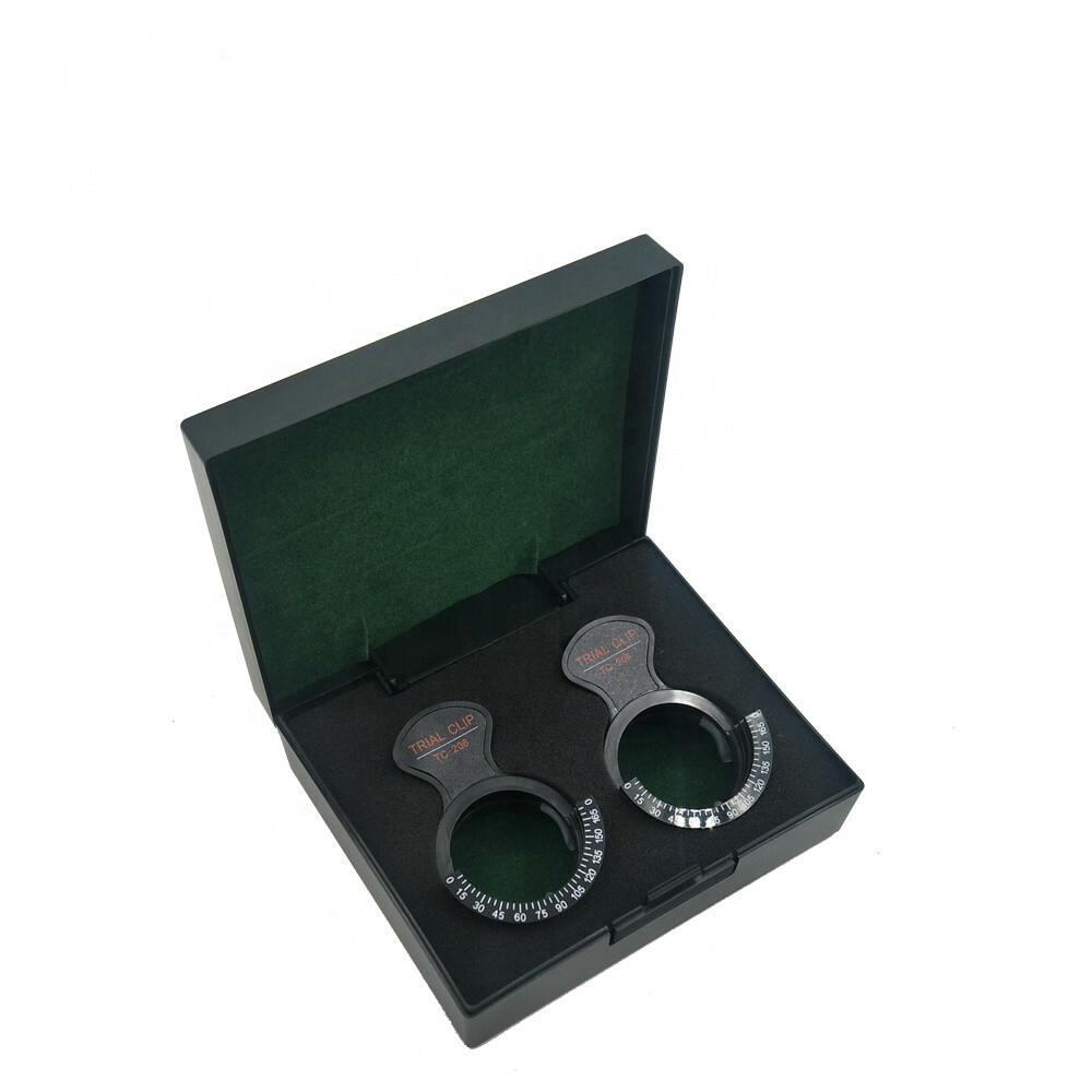 2 Set Of Trial Optical Lens Piece Frame Clip Holds 1 1/2″ Trial lenses With Case