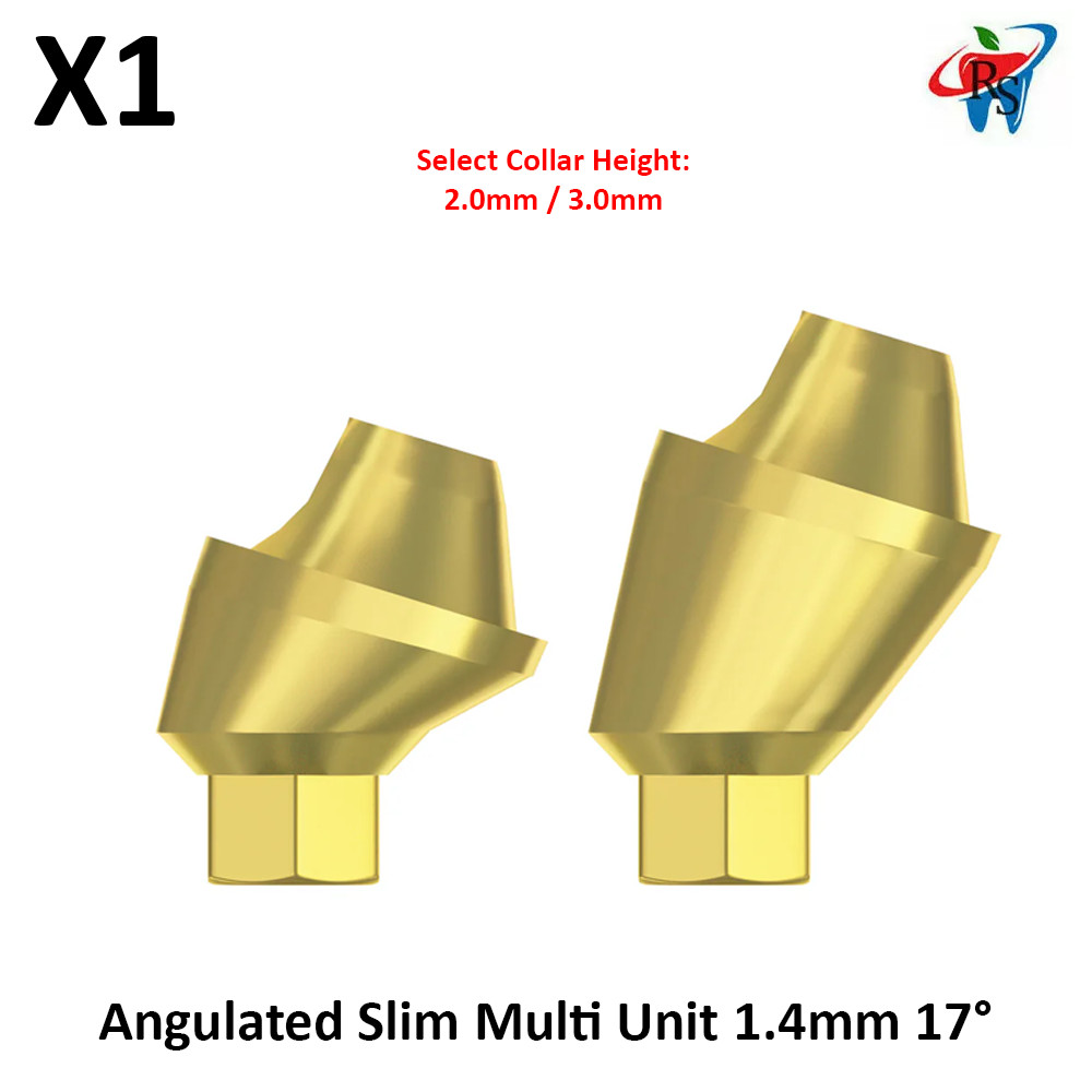 Dental Angulated Slim Multi Unit 1.4mm 17° Int Hex 2.0 Connection Titanium Parts