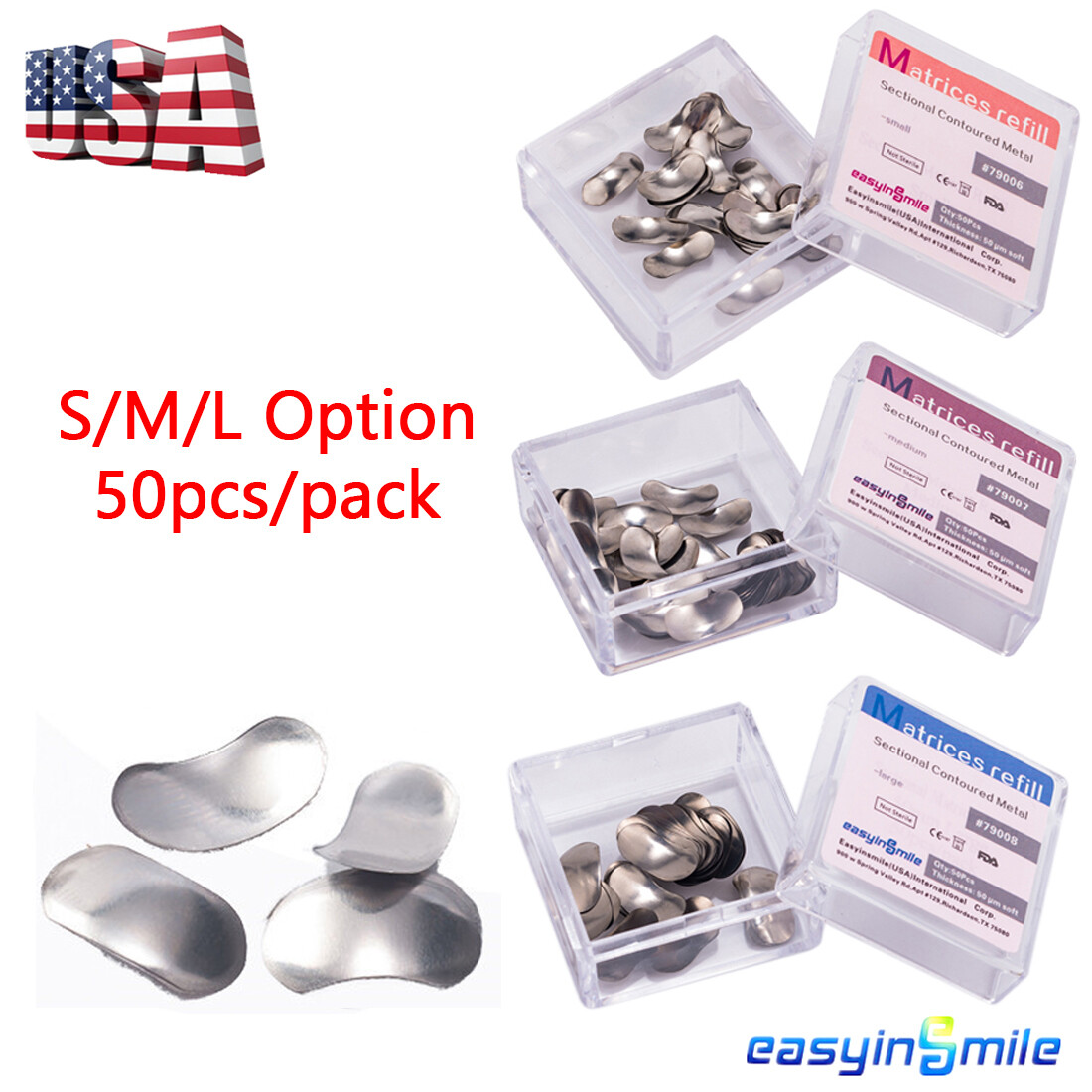 50μm Dental Metal Matrices Bands Matrix Sectional Contoured soft bands [US]S/M/L