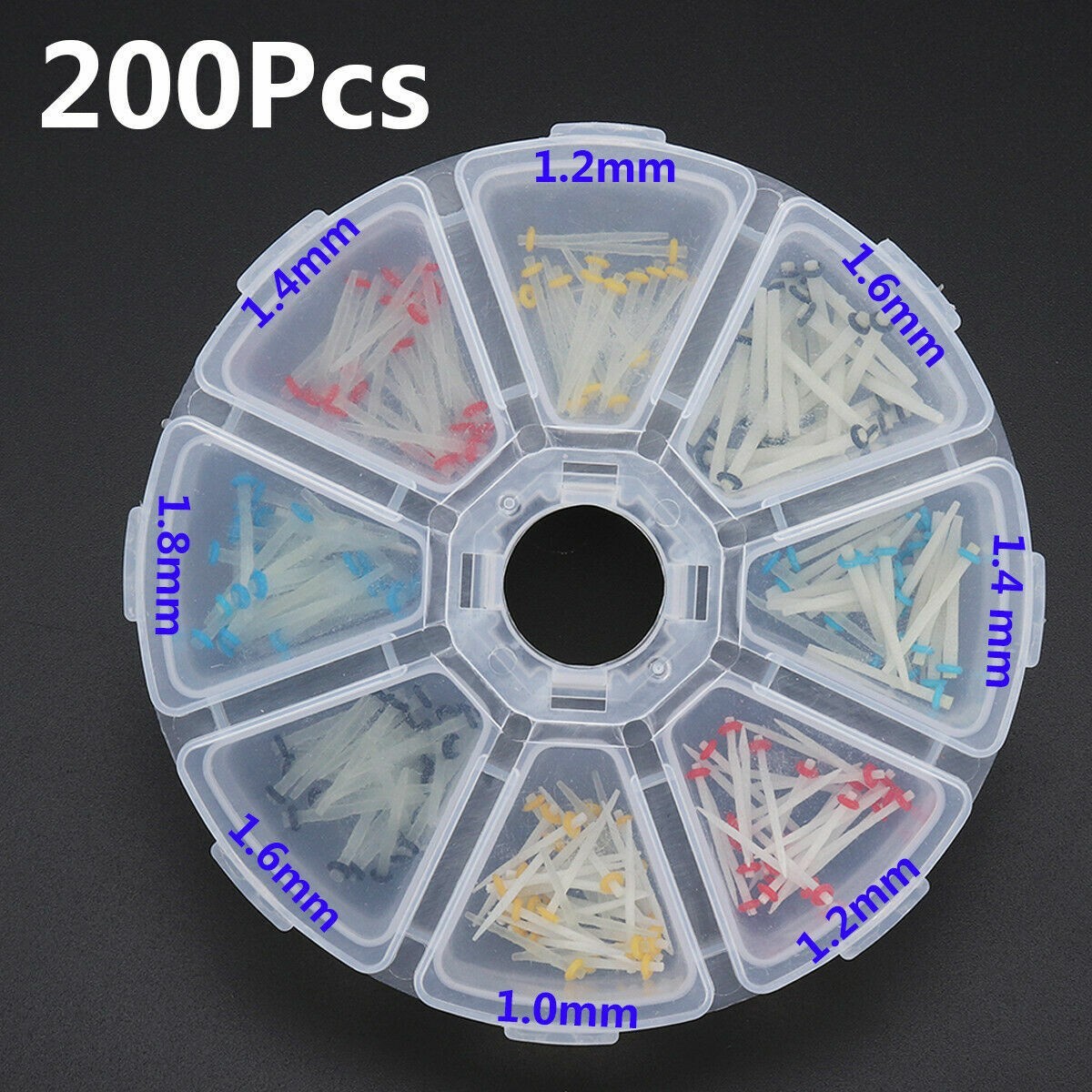 200Pc/Box Dental Fiber Post Glass Quartz Teeth Restorative 1.0/1.2/1.4/1.6/1.8mm
