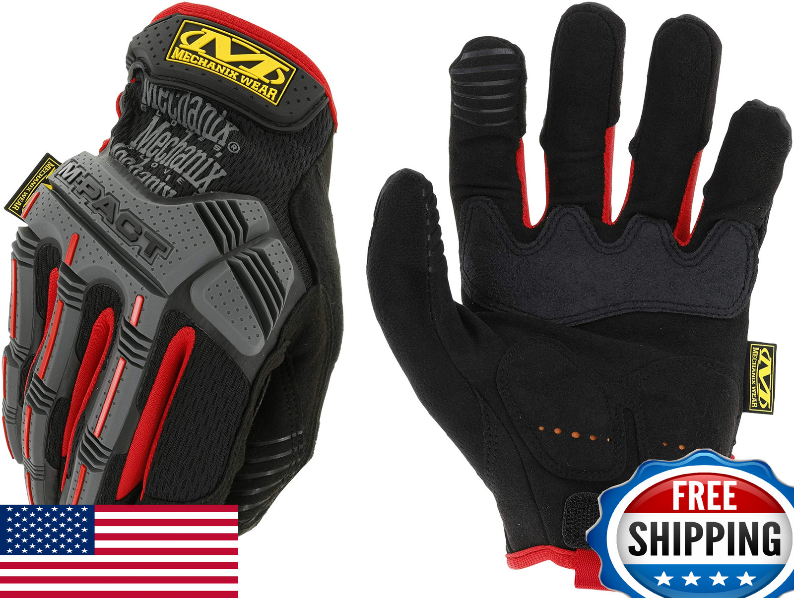 Mechanix Wear M-Pact Impact Work Gloves – Durable Safety, Touchscreen, Red/Black