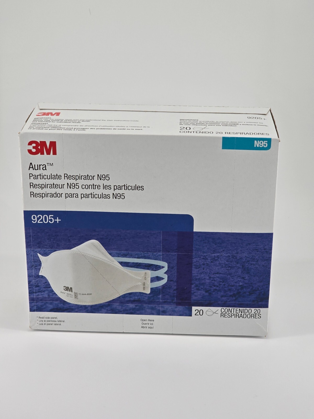 3M 9205+ N95 NIOSH Approved Particulate Respirator Disposable Face Mask 20 Pack