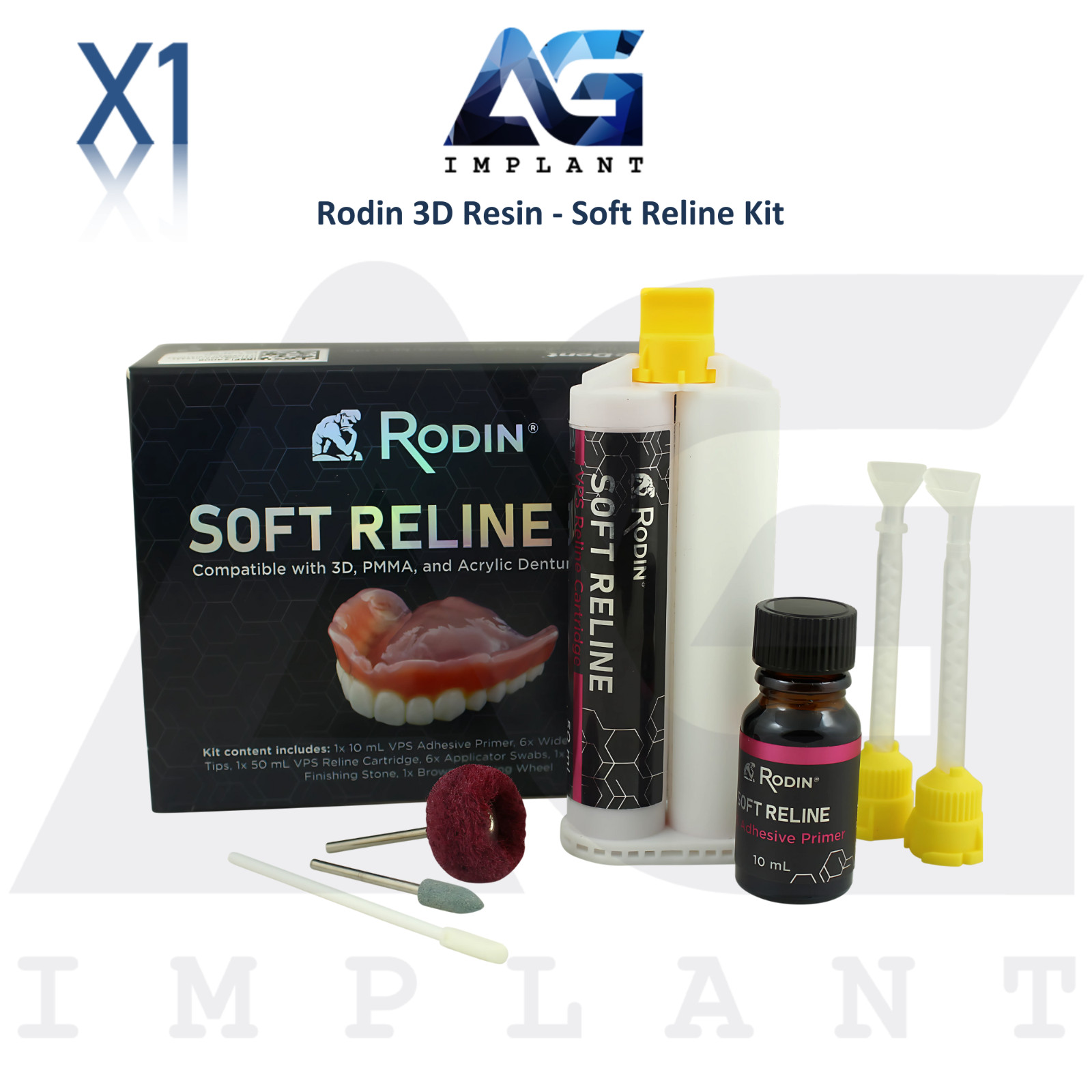 Pacdent Rodin 3D Resin Soft Reline Kit Silicone Based Material Dental Lab