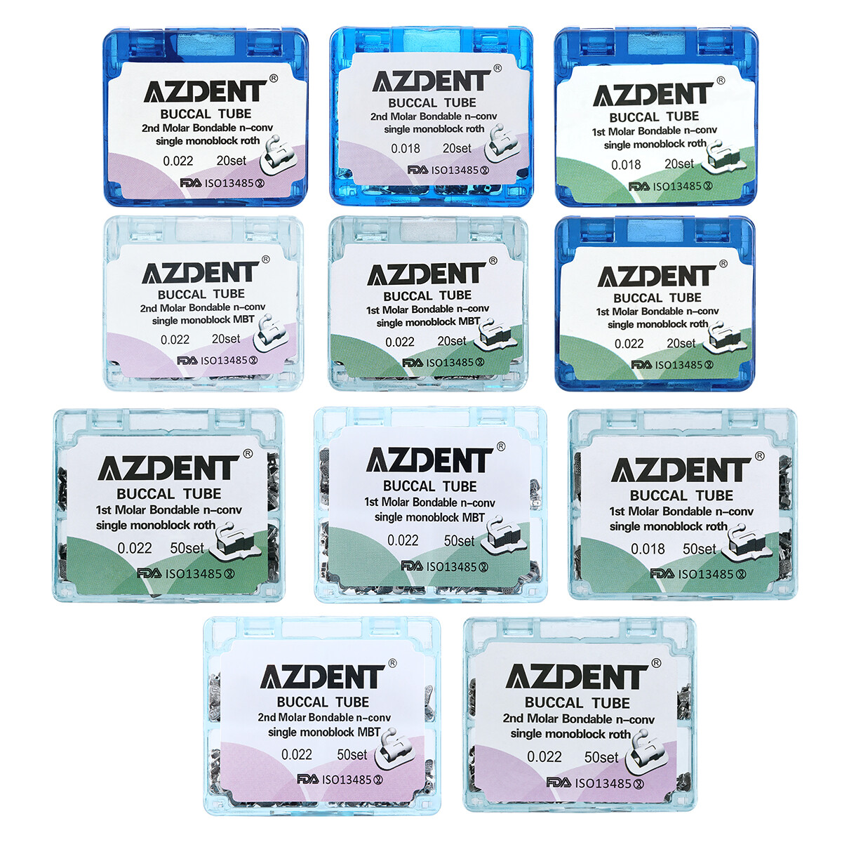 Dental Orthodontic Buccal Tube 1 First Molar Bondable Non-Conv Roth MBT 022 018