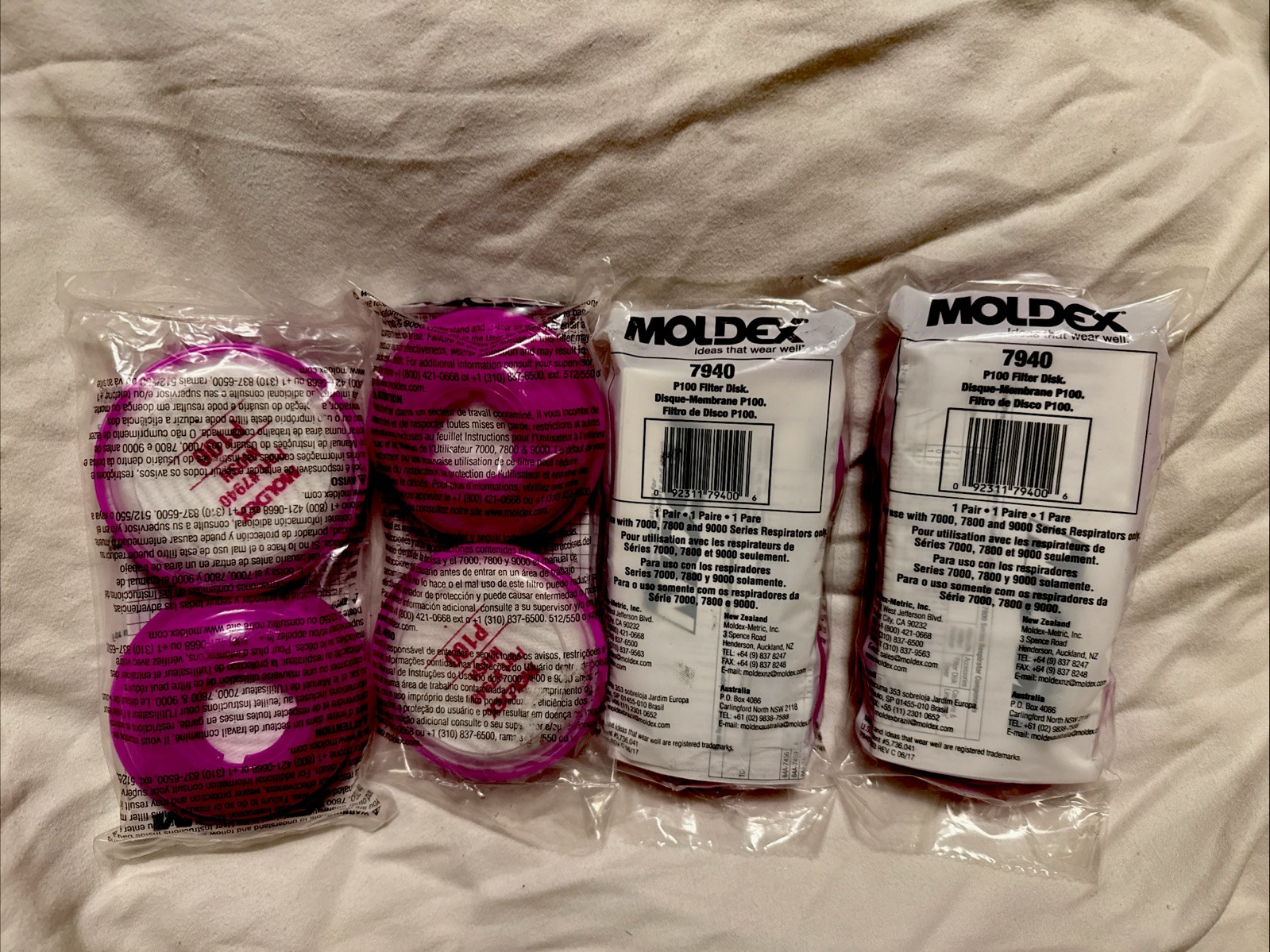 4 Packs Of 2! (8) Moldex 7940 Filter, Bayonet, P100, Magenta, 2 Pk, Niosh