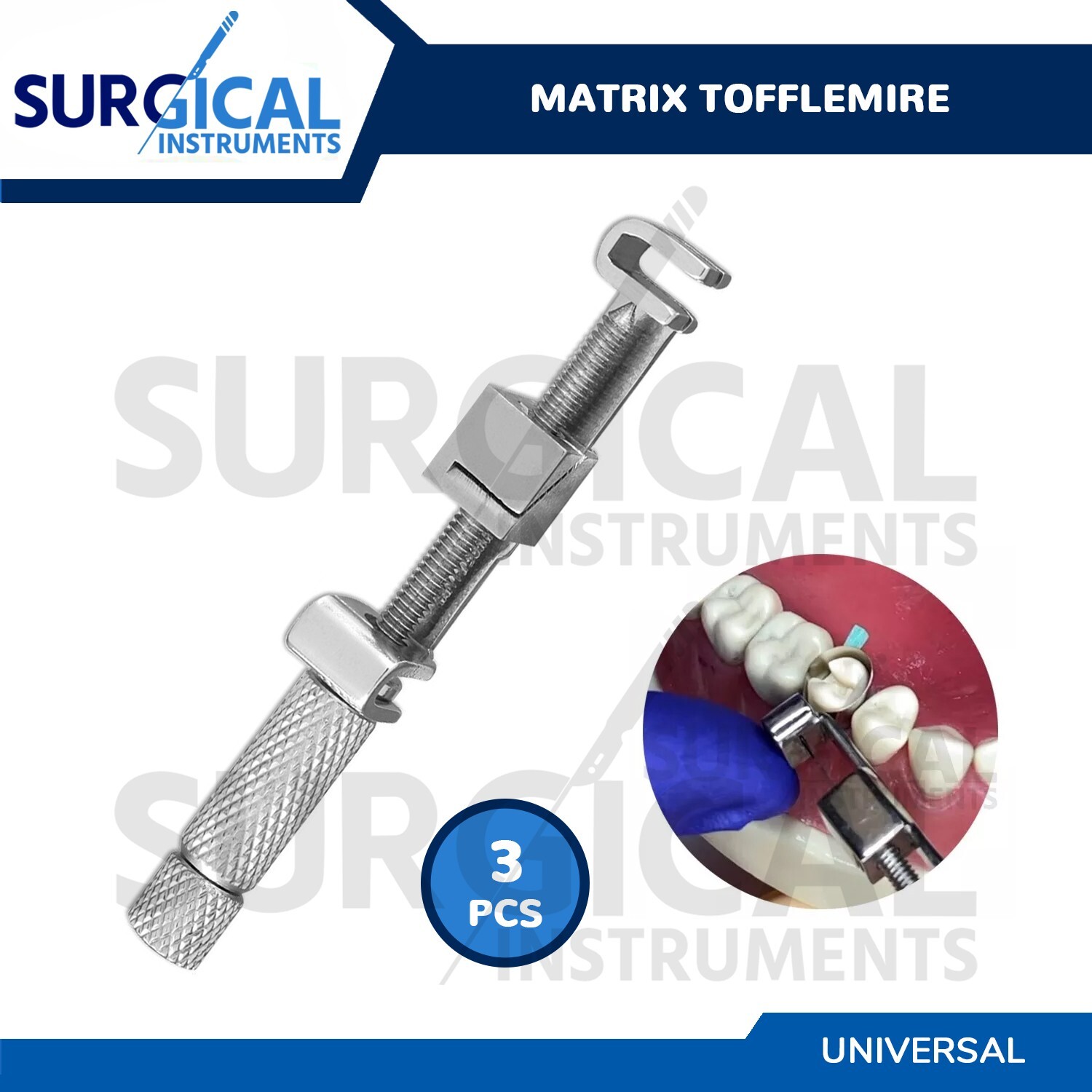 3 pcs Matrix Tofflemire Retainer Universal Bands Dental Stainless German Grade