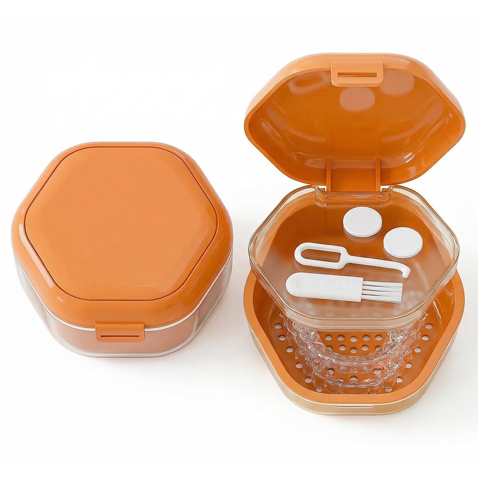 Bllavie 1PC Retainer Case Compatible with Invisalign,Cute Washable Orange