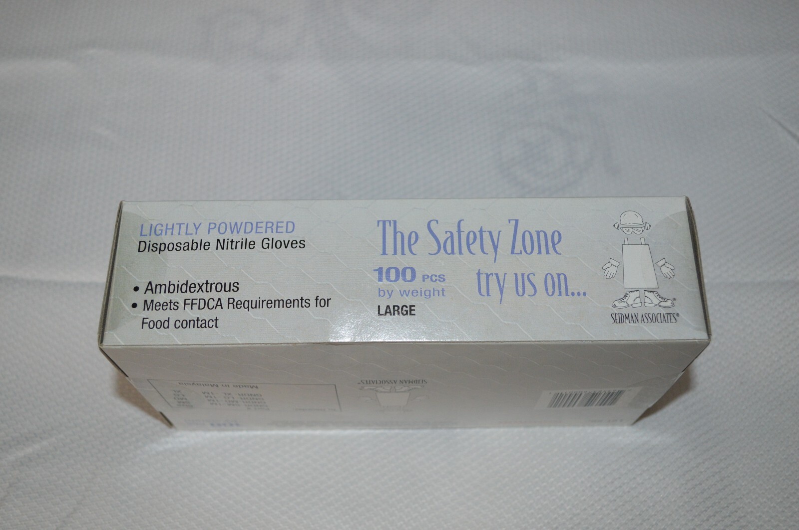 THE SAFTEY ZONE ~ DISPOSABLE NITRILE GLOVES ~ AMBIDEXTROUS ~ 100 COUNT ~ LARGE