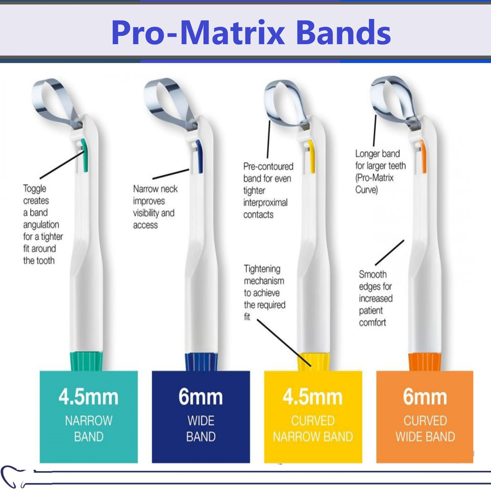 Dental Pro-Matrix Straight Matrix Bands Stainless Steel Wide 6 mm 50/Box, 19005