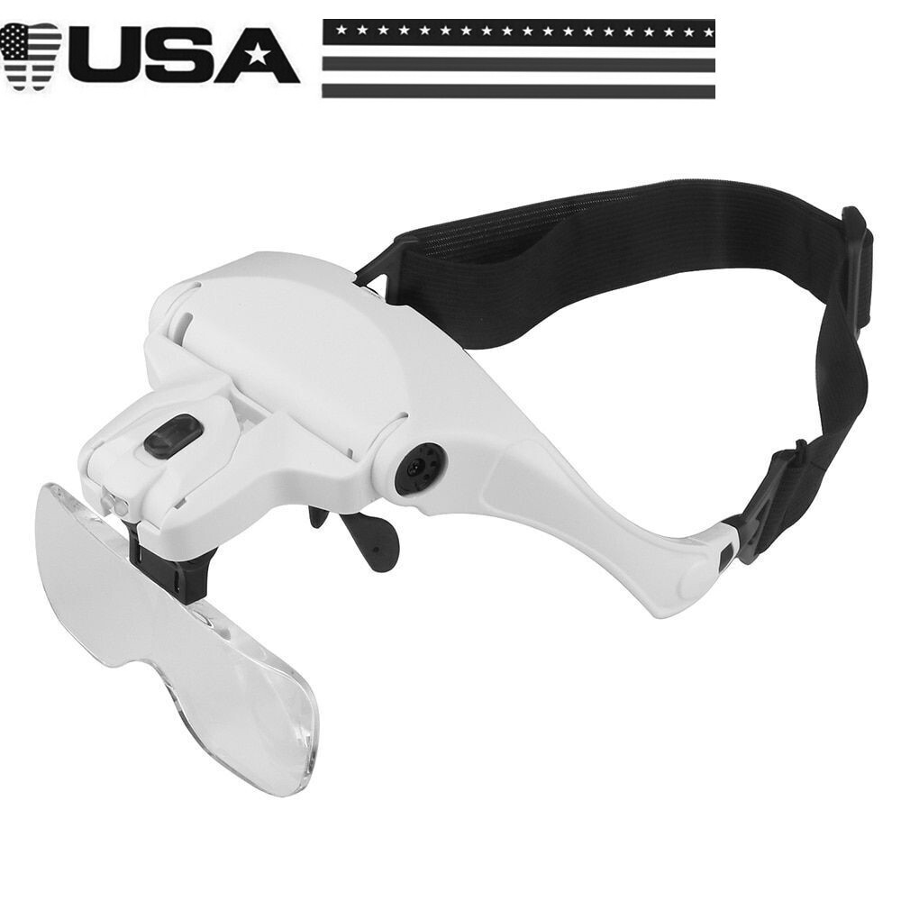 Adjustable 5 Lens Dental Loupes LED Light Headband Magnifier Glass Dentist LAB
