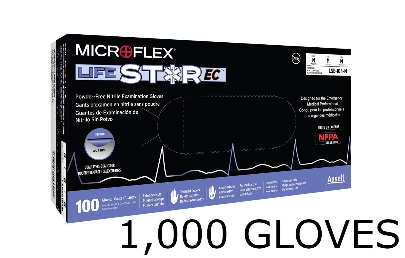 Ansell MicroFlex LIFESTAR EC PF Dual Layer Extended Cuff LSE-104-L *1000 CASE*