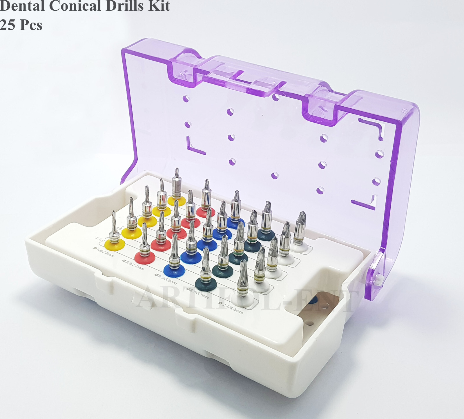 Dental Conical Drill Kit 25 Pcs with Stopper Impl@nt Surgic@l Drills Kit