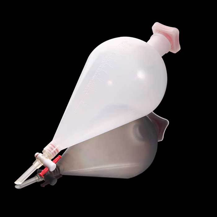 125-1000ml Plastic Separatory Funnel, PTFE Stopcock, Lab Chem Supplies