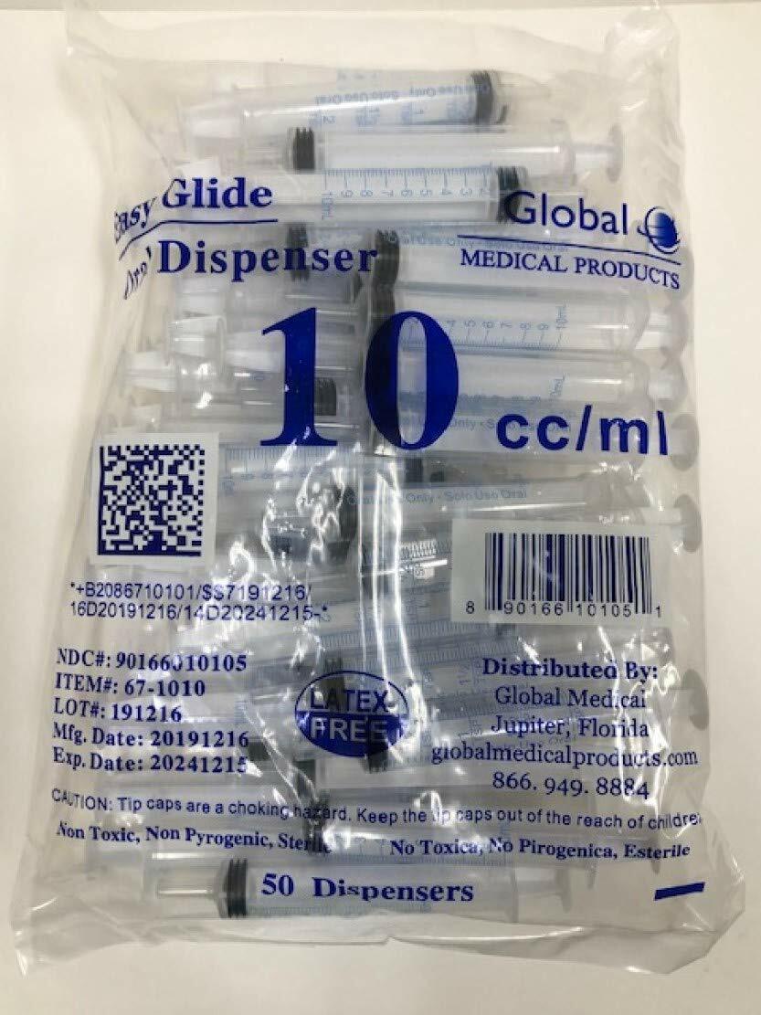 Global Medical Products 10cc/ml Oral Syringe Clear with Tip Cap 305219 – 100