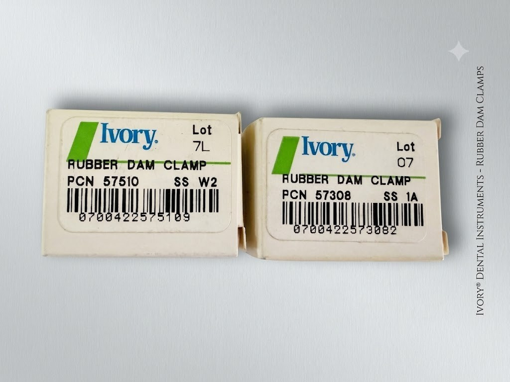 2 Ivory Rubber Dam Clamps # 8 WIINGED by Kulzer 2 units