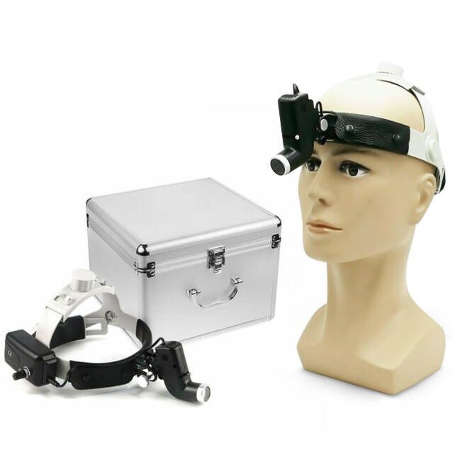 Dental 5W LED SurgicalHeadlight Headband Spot Head Lamp ENT DY-006+AL-BOX Black