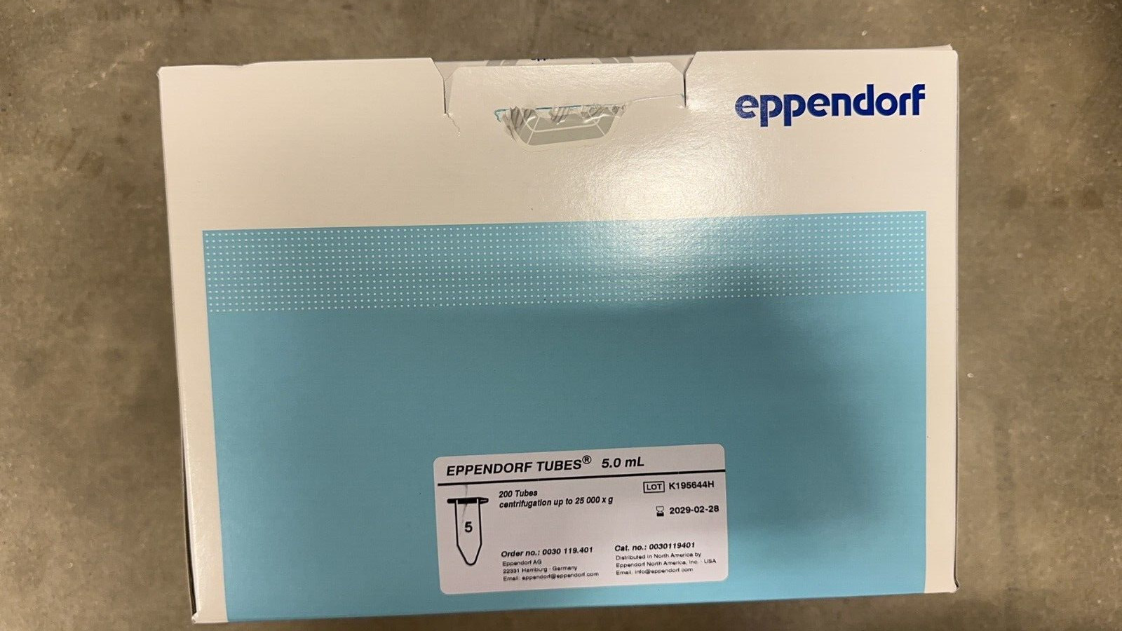 Eppendorf Tubes 5.0mL Centrifugation Up To 25,000 x g 0030119401 200 Tubes