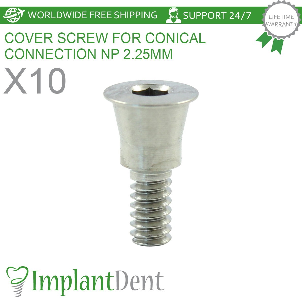 10x Dental Cover Screw For Conical Connection NP 2.25mm Titanium Dentistry Tool