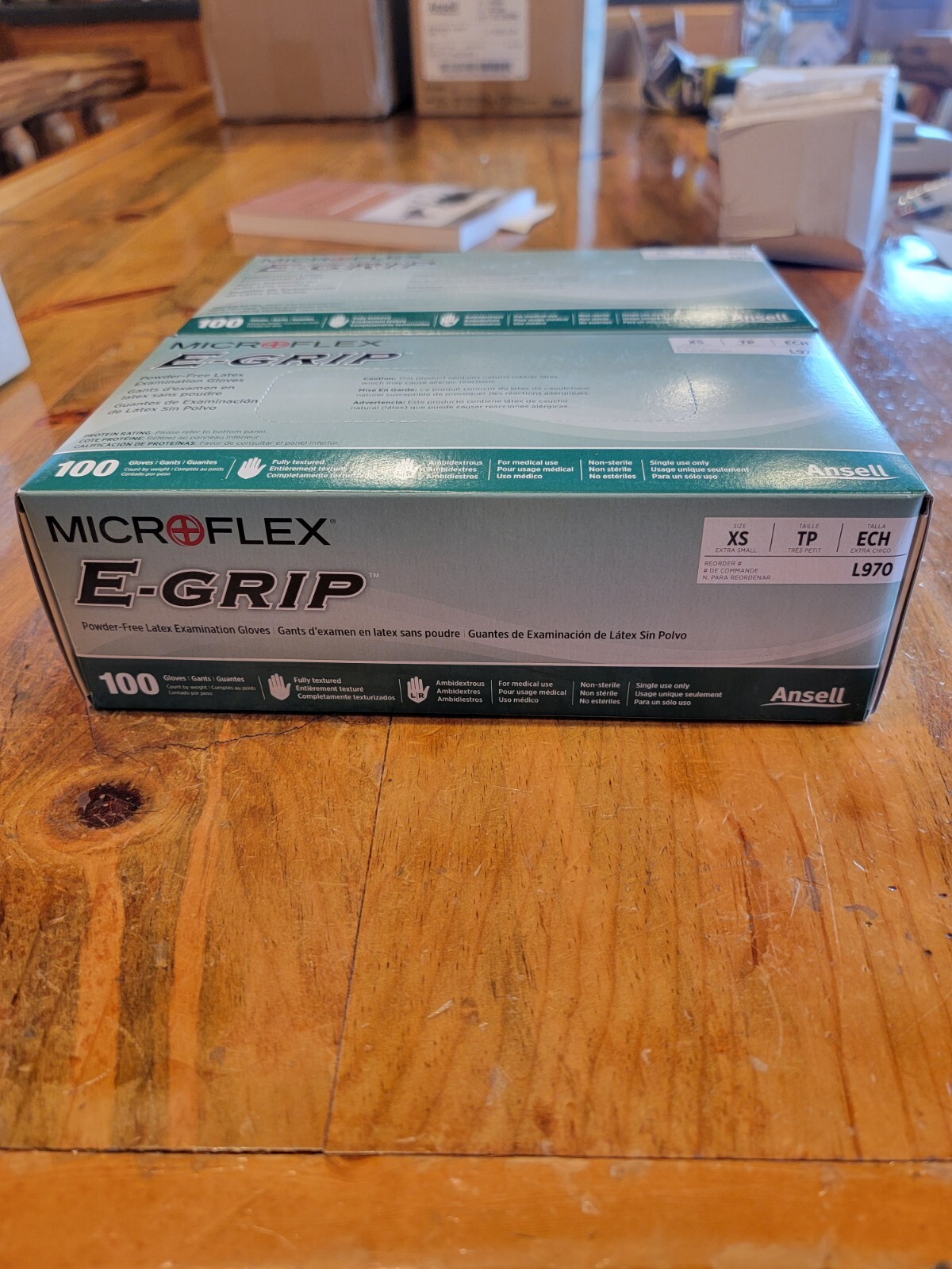 Microflex L970 E-Grip L97 Natural Latex Gloves, X-Small 2pk