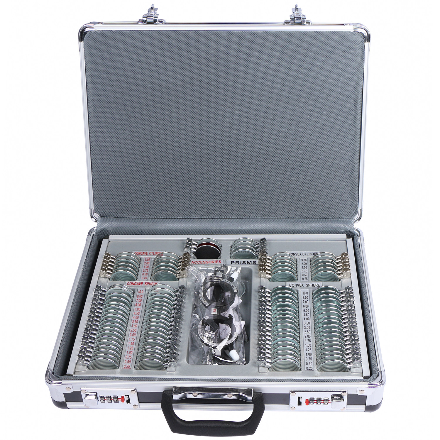 104PCS Optical Optometry Trial Lens Set Metal Rim Aluminum Case