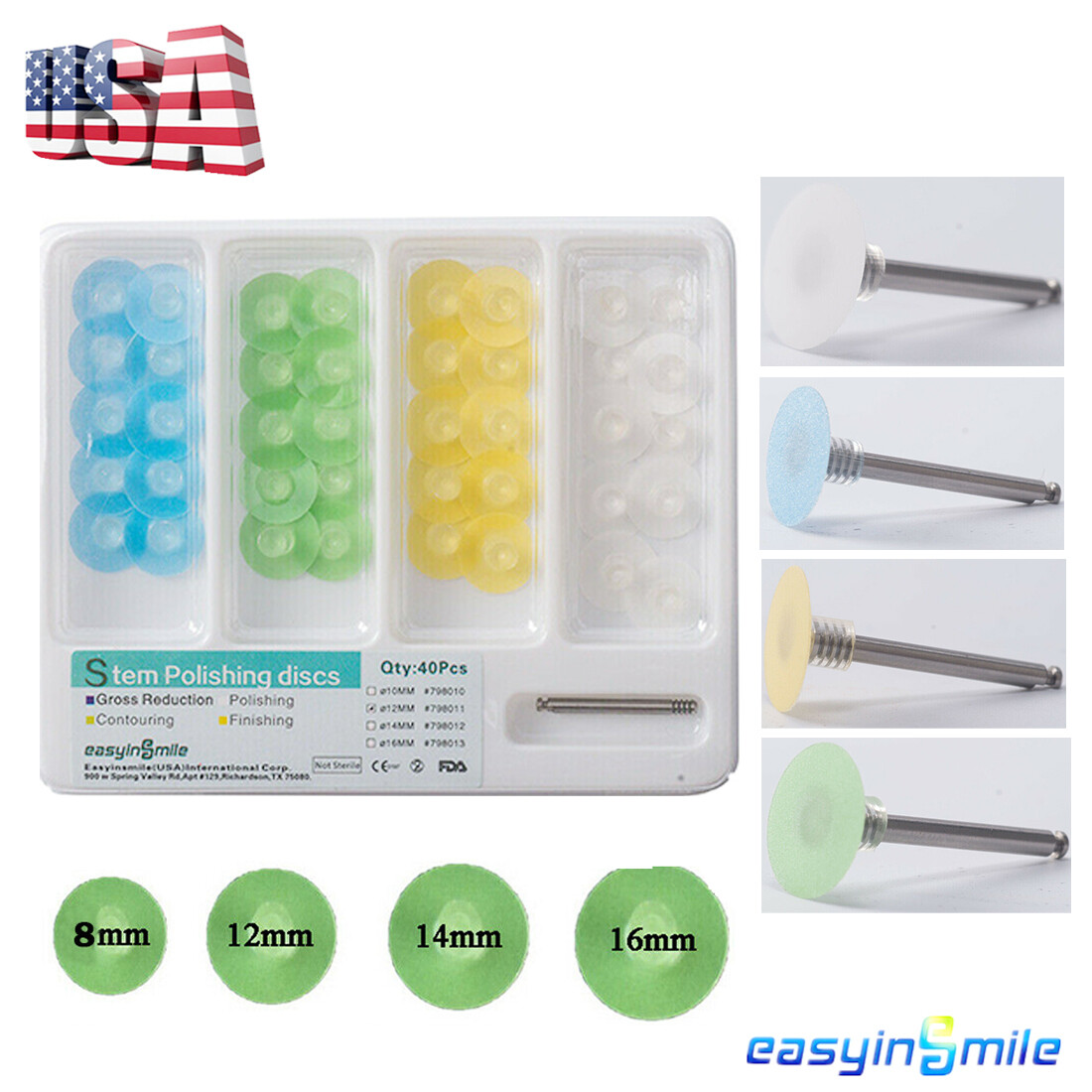 40Pc Dental Composite Finishing Polishing Discs Contouring Kit+Bush Mandrel[USA]