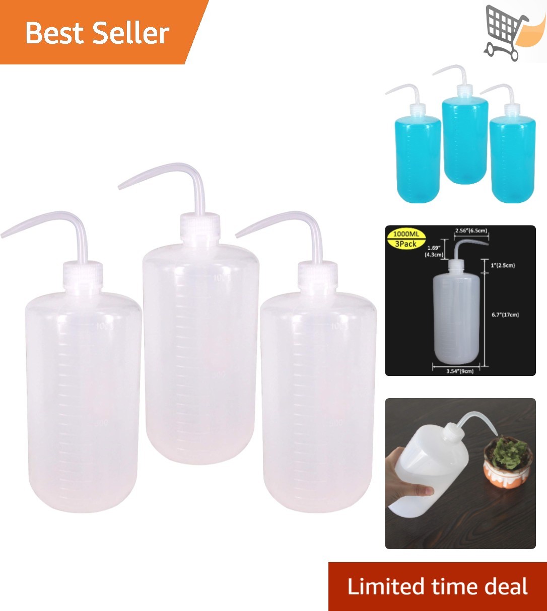 Plastic Wash Bottle 1000ml 33oz Reusable Squeeze Lab Watering Gardening