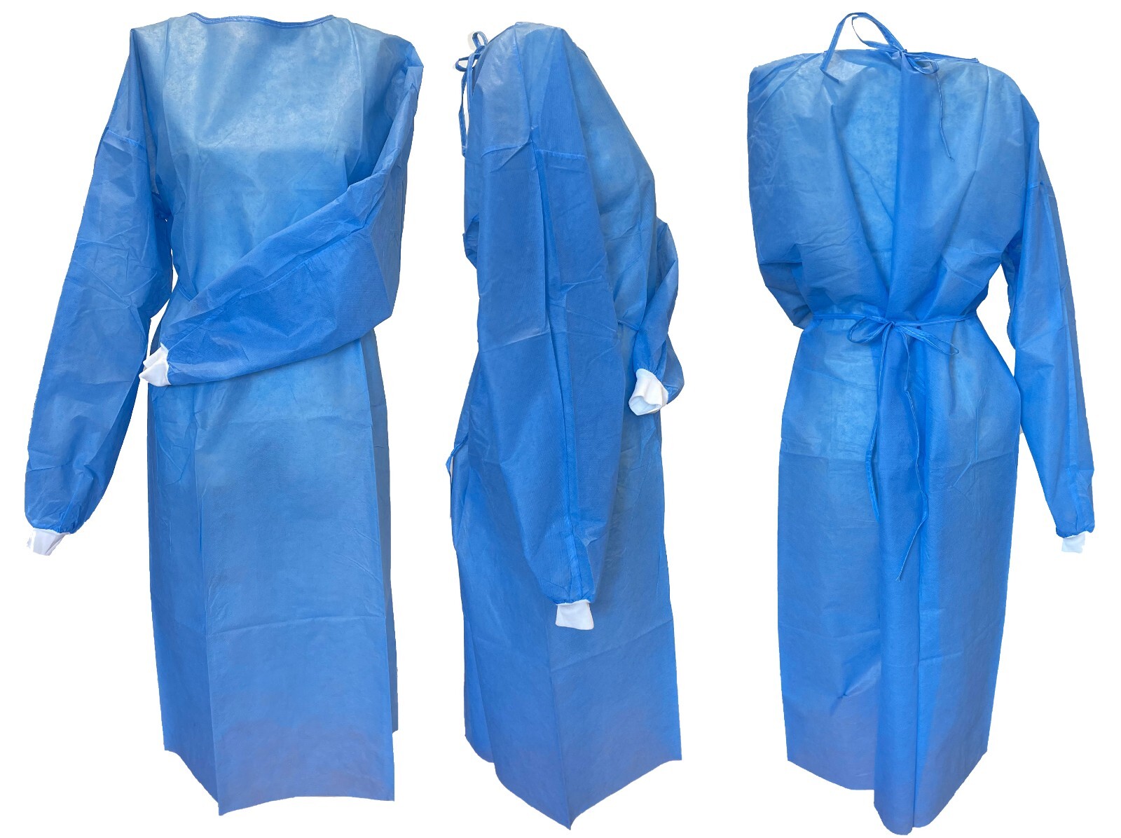 Disposable Isolation Gown SMS Knit Cuff Medical/Dental, 30gsm, Blue,50/100pcs