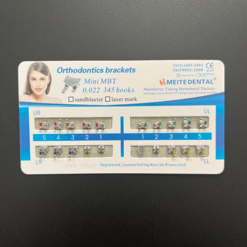 5 Sets Dental Orthodontic Metal Brackets Mini MBT 022 345 hooks Mesh Base