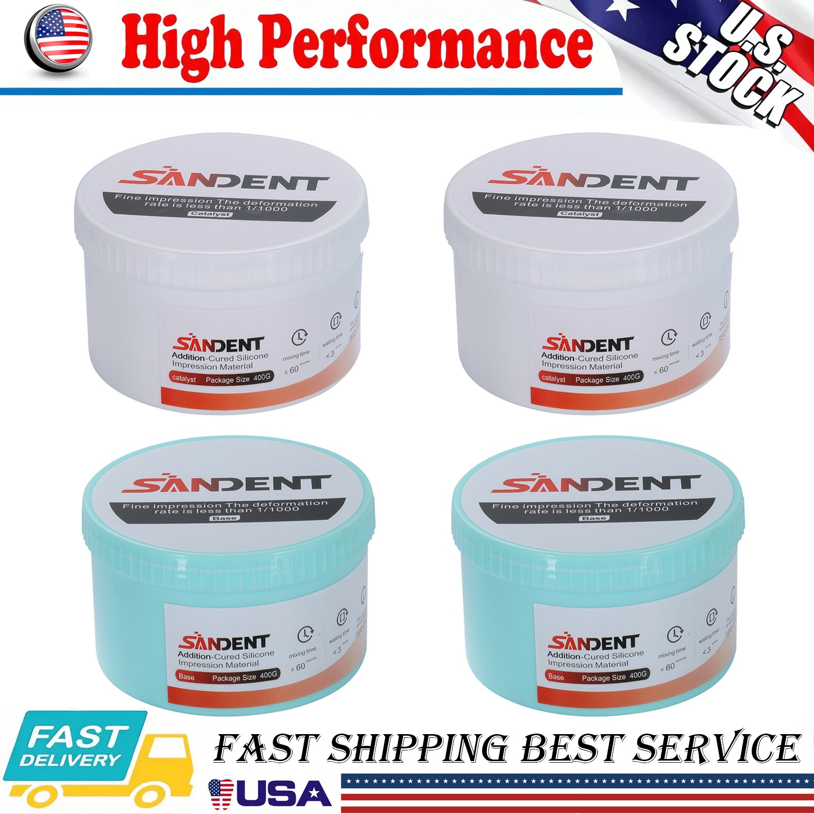 1-5 Sets SANDENT Dental Silicone Rubber Impression Material Putty Soft PVS VPS