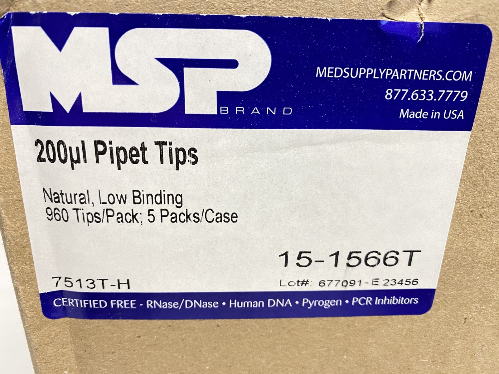 (4800/Cs) MSP 200uL Low Binding Universal Pipet Tips 50x 96/Rack 15-1566T