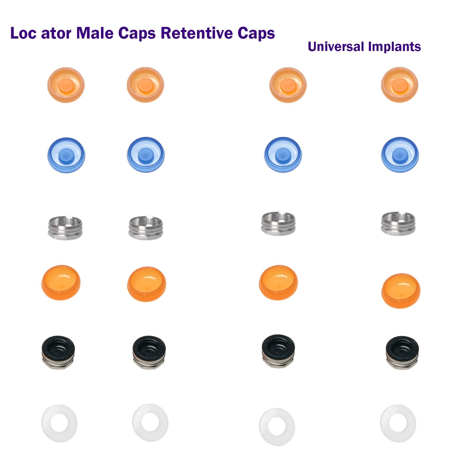 Nobel Biocare Active NP/RP Overdenture Locator Abutments Male Caps For 1-5mm GH