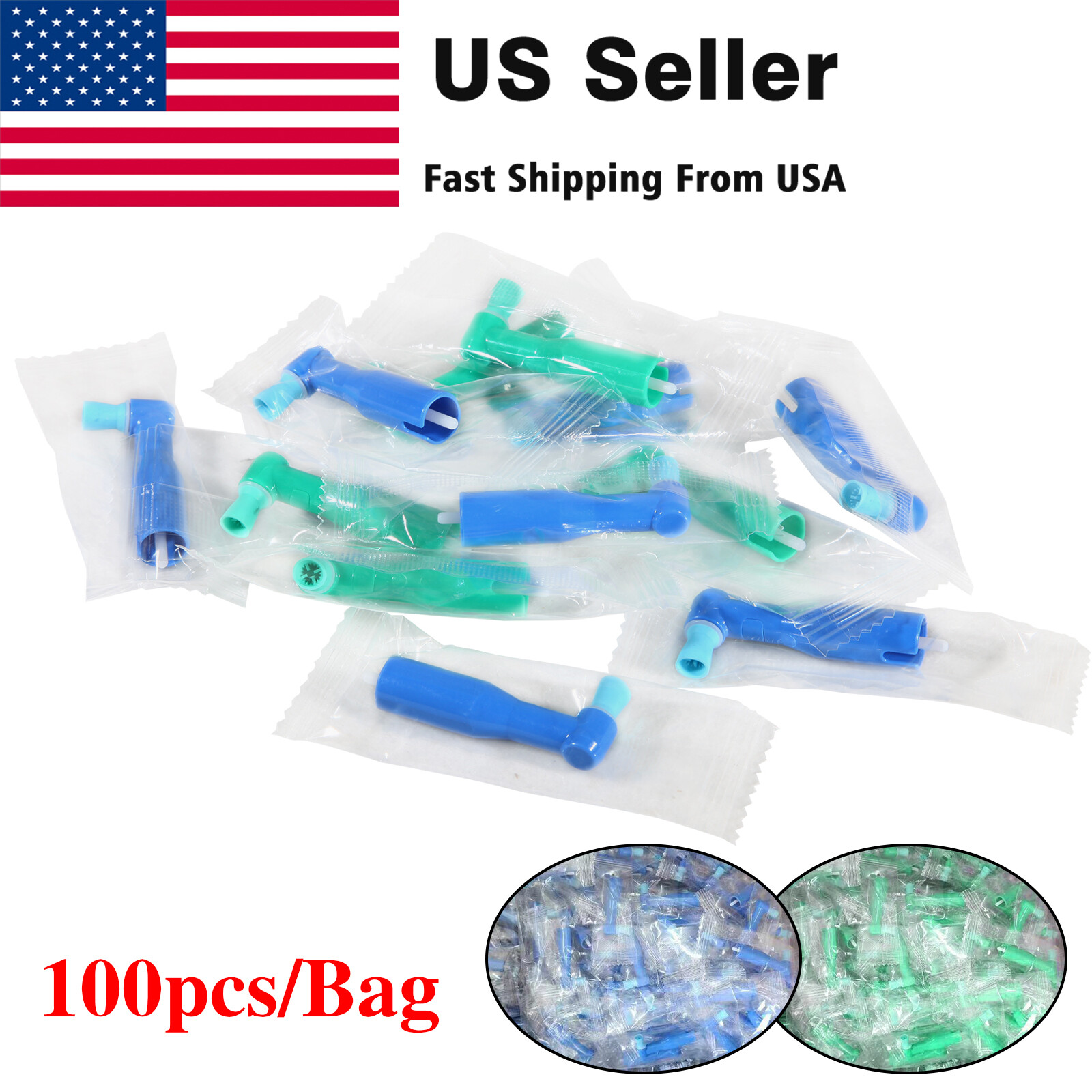 100-500 Dental Disposable Prophy Angles Firm / Soft Cups Contra Angle 105° 90°