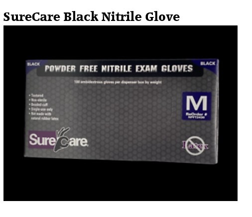 500 MEDIUM Latex & Powder Free Black 5-ml Nitrile Glove Foodservice