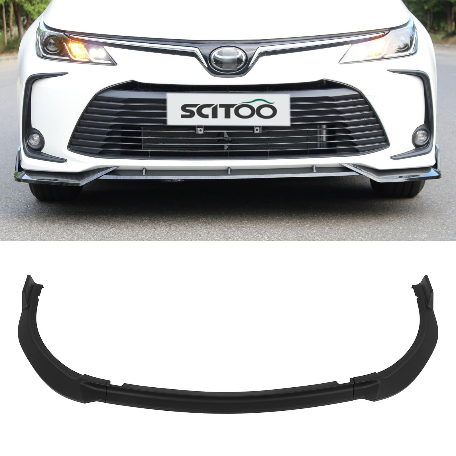 3PCS Matte Black Plastic Front Bumper Lip for 2017-2019 Corolla L LE XLE Air Dam